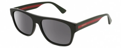 Pre-owned Gucci Gg0341s Unisex Panthos Designer Sunglasses Gloss Black Red Green/grey 56mm In Gray