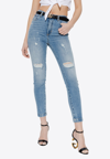 Dolce & Gabbana Audrey Cotton Ripped Jeans In Blue