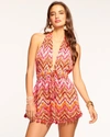 Ramy Brook Clarissa Coverup Mini Dress In Orangeade Chevron