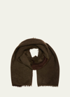 Denis Colomb Fuzzy Feture Two-tone Cashmere Scarf In Expresso Dk Kahki