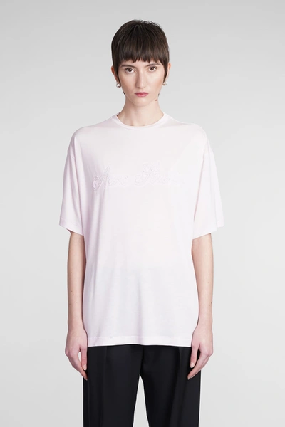 Acne Studios T-shirt In Rose-pink Wool And Polyester