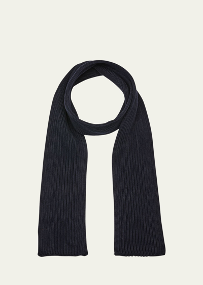 Andersen-andersen Men's Wool Fisherman's Knit Scarf In Navy