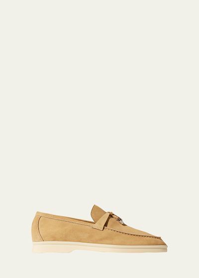 Loro Piana Summer Charms Walk Suede Loafers In Egypt Rock