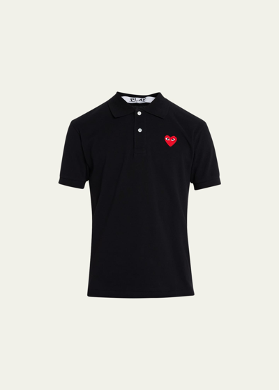 Comme Des Garçons Men's Polo Shirt With Heart In Red