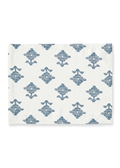 Matouk Schumacher Rubia Linen Placemats, Set Of 4 In White/blue
