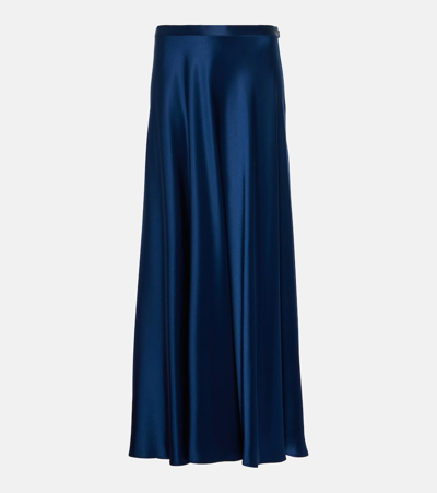 Polo Ralph Lauren Flared Satin Skirt In Blue