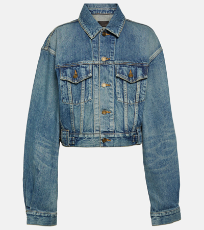 Saint Laurent Woman Denim Jacket In Blue