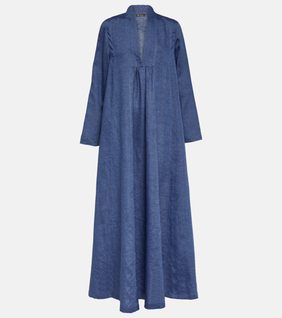 Loro Piana Linen Kaftan In Blue