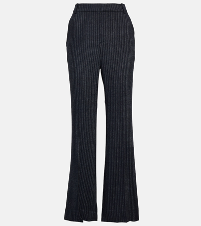 Vince Pinstripe Flannel Straight Pants In Grey