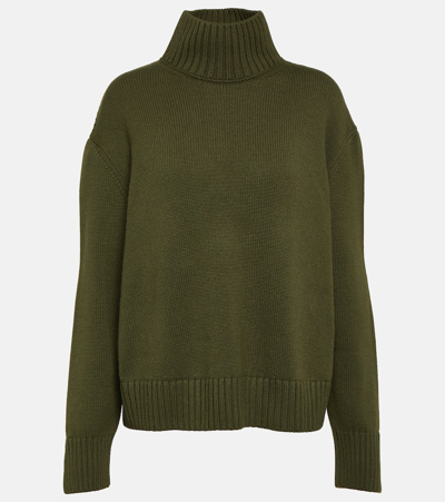 Loro Piana Oversized Cashmere Turtleneck Sweater In Green