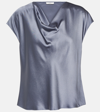 Vince Cowl Neck Silk Blouse In Blue