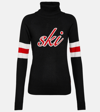Perfect Moment Neve Intarsia Merino Wool Turtleneck Sweater In Black
