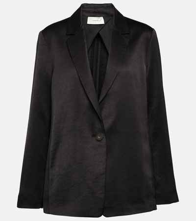 Vince One-button Fluid Satin Blazer In Black