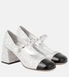 Miu Miu Glitter Mary Jane Pumps In Silver
