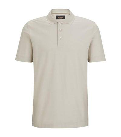 Hugo Boss Regular-fit Polo Shirt In Cotton And Silk In Light Beige
