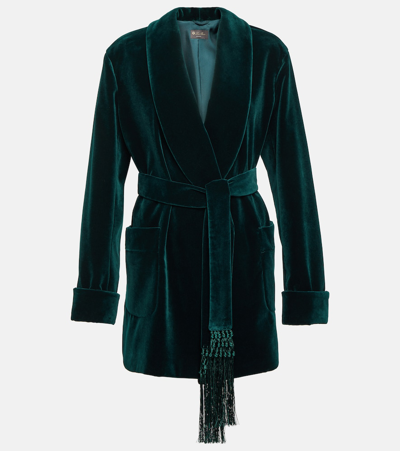 Loro Piana Cotton Velvet Wrap Coat In 50lt Amazon Green
