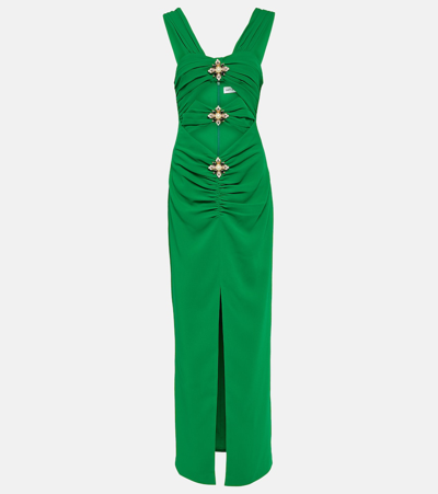 Self-portrait Embellished Cutout Crêpe Gown In Green