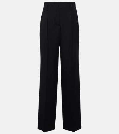 Loro Piana Amon Virgin Wool Straight Trousers In Blue