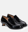 Loewe Black Calfskin Loafers With Kitten Heel For Women In Black