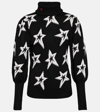 Perfect Moment Star Dust Intarsia Merino Wool Turtleneck Sweater In Monochrome