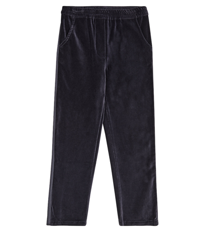 Donsje Kids' Zorzi Velvet Tuxedo Pants In Blue