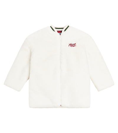 Kenzo Kids' 限量版人造皮草夹克 In White