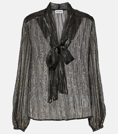 Rixo London Rixo Sequin Embellished Sheer Top In Raindrop Jacquard Black