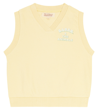 The Animals Observatory Kids' X Babar Cotton Sweater Vest In Neutrals