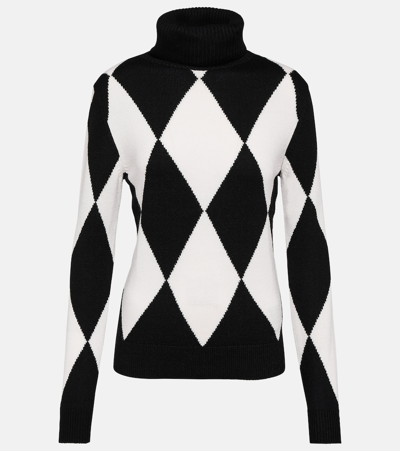 Perfect Moment Diamond-patterned Wool Turtleneck Jumper In Black
