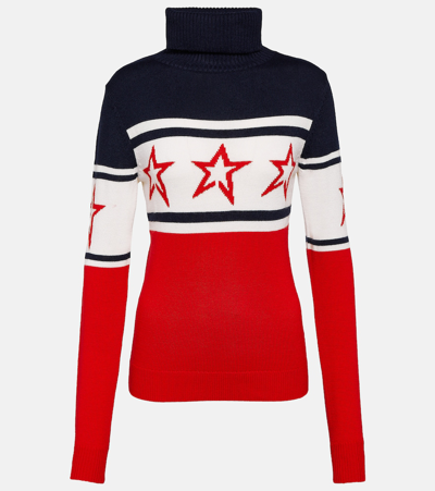Perfect Moment Star Intarsia-knit Roll Neck Jumper In Red