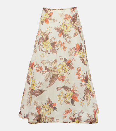 Zimmermann Jupe Midi À Motif In White