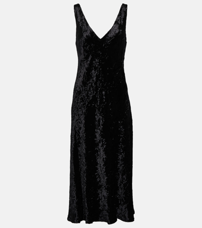 Vince Textured V-neck Mini Slip Dress In Black