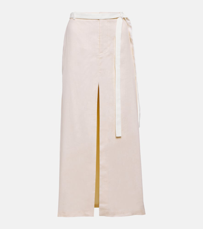 Sir Dune Mid-rise Linen-blend Maxi Skirt In White