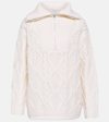 Vince Cable-knit Wool Half-zip Pullover Sweater In White