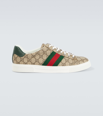 Gucci Ace Herrensneaker Mit Web In Beige