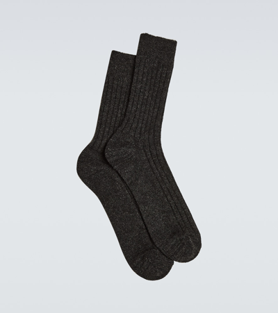 Auralee Ribbed-knit Cashmere-blend Socks In Black