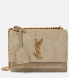 Saint Laurent Small Sunset Suede Shoulder Bag In Gold