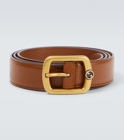 Gucci Leather Belt In Beige