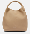 Loro Piana Bale Fine-grain Leather Crossbody Bag In Light Mastic