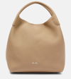 Loro Piana Bale Fine-grain Leather Crossbody Bag In Beige