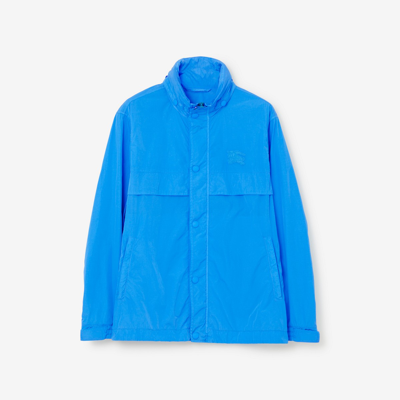 Burberry Logo Patch Hooded Jacket In Blue