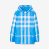 Burberry Checked Hooded Drawstring Jacket In Vivid Blue