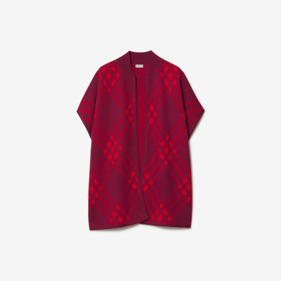 Burberry Check Wool Cape In Red