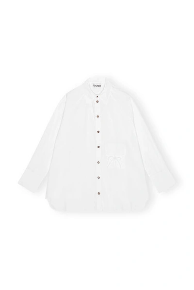 Ganni Cottonpoplin Oversized Raglan Shirt In White