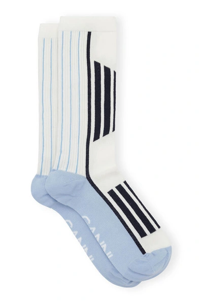 Ganni White/blue Sporty Socks