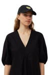 Ganni Black Graphic Cap In Mixed