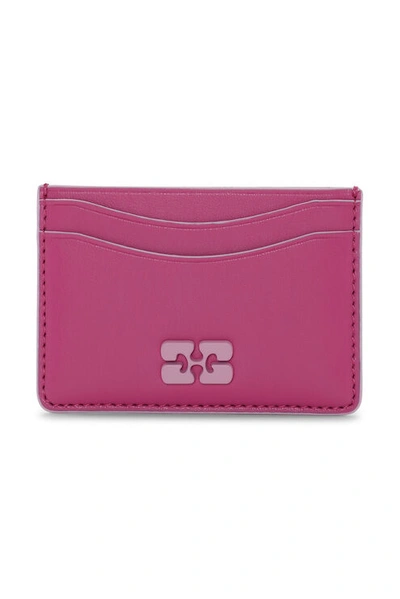 Ganni Bou Card Holder In Pink