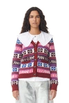 Ganni Intarsia-logo V-neck Cardigan