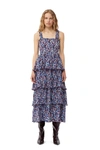 Ganni + Net Sustain Tiered Pleated Floral-print Recycled-georgette Midi Dress