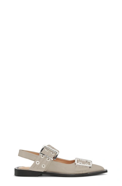 Ganni Grey Feminine Buckle Ballerinas